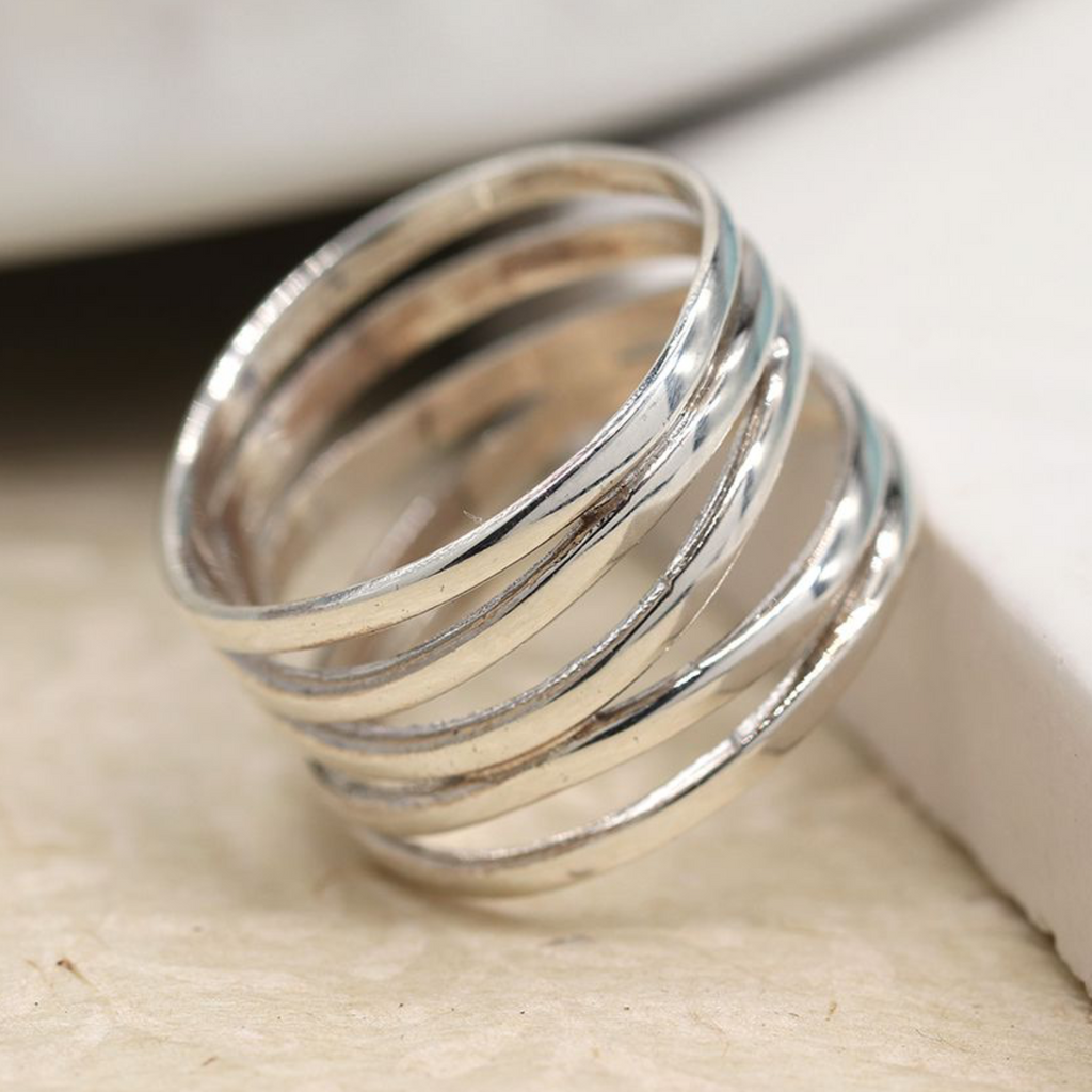 sterling silver smooth waves ring