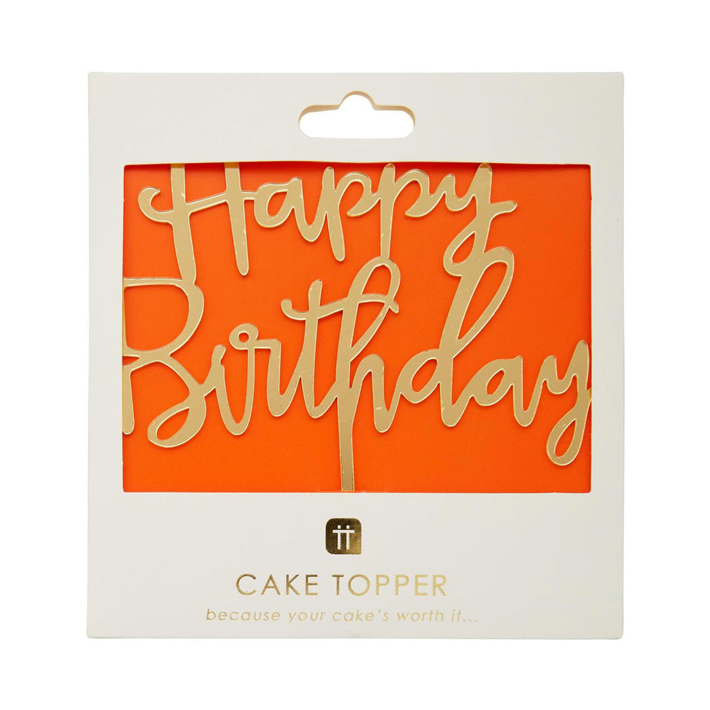 talking tables luxe gold happy birthday cake topper