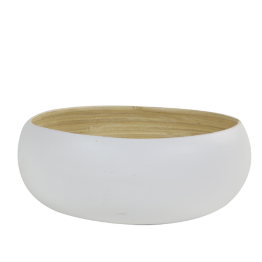 wooden bamboo bowl with white finish